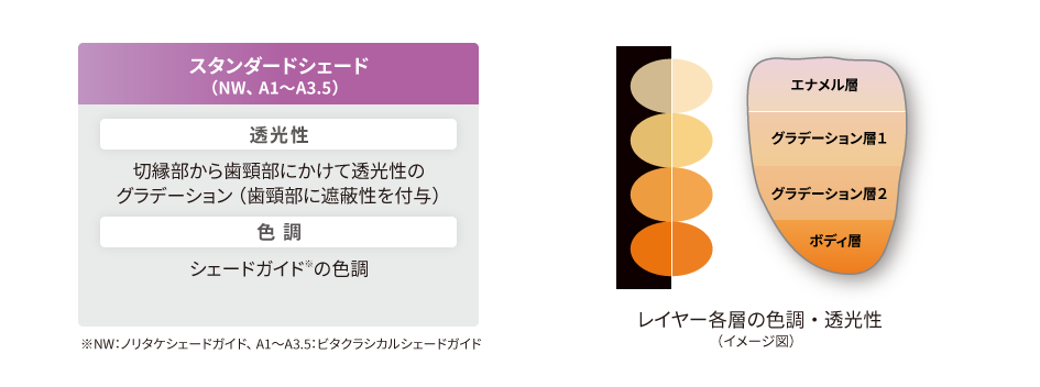 レイヤー各層の色調・透光性